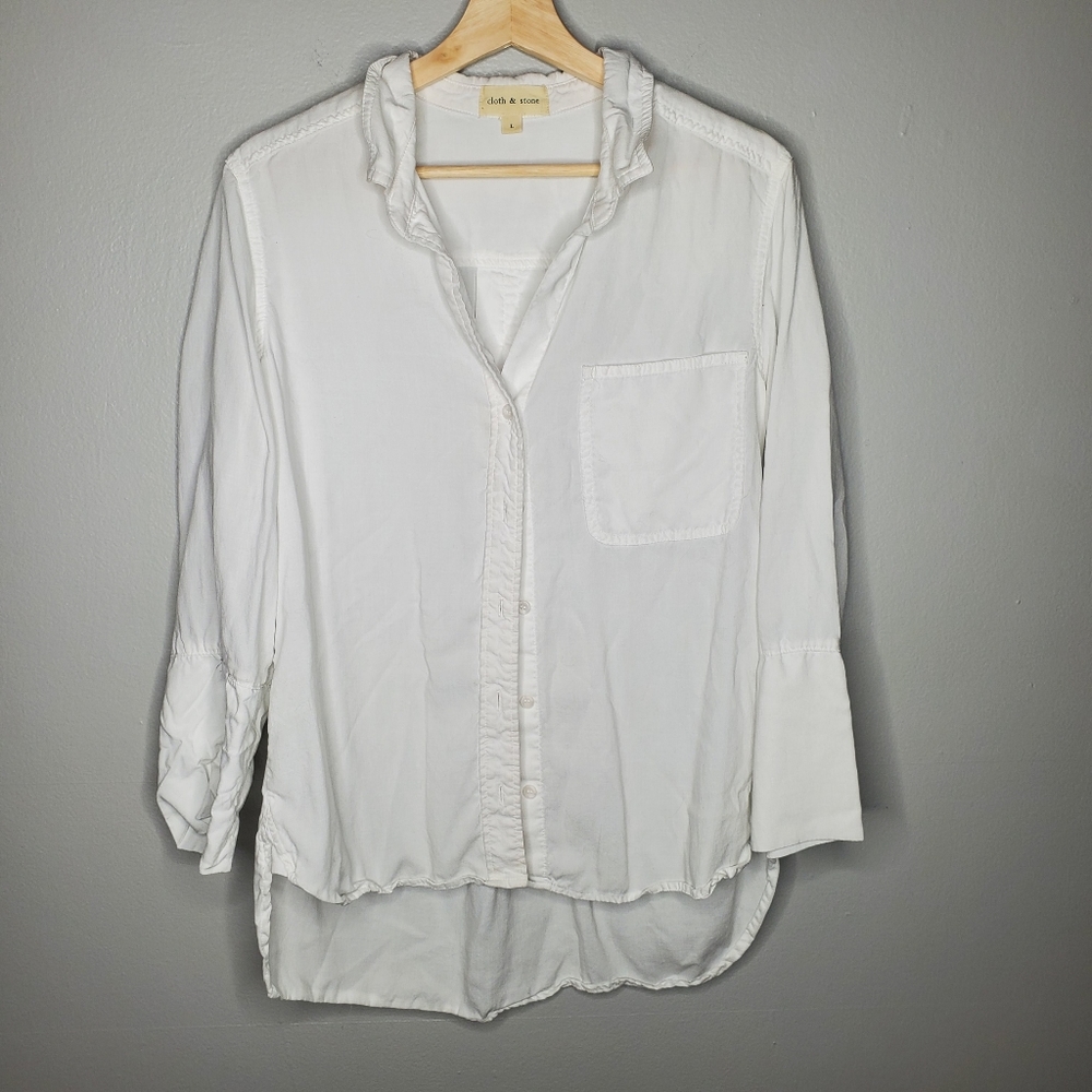 Cloth & Stone White Button Up Shirt Neutral Plain